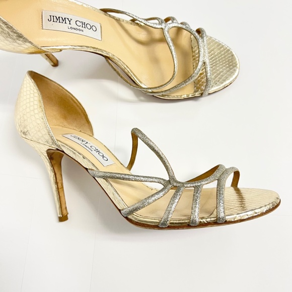 Jimmy Choo Straits D’Orsay Gold Heels - Picture 12 of 14